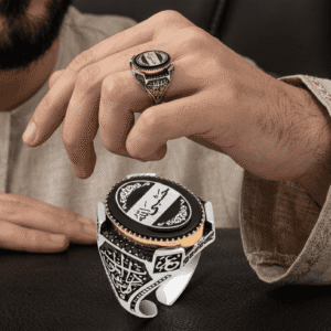 "Hasbi Allah" Ring / خاتم حسبي الله نقش عربي اصيل بأحجار العقيق