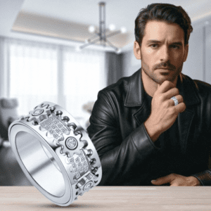 خاتم التروس الدوار للرجال (Rotatable gear jewelry ring)